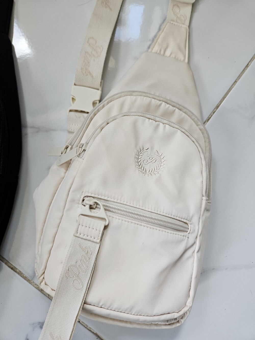 Victoria Secret Pink cream crossbody nylon bag